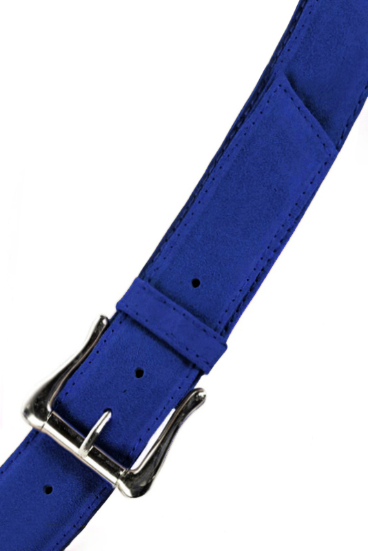 Electric blue women's dress belt, matching pumps and bags. Made to measure. Top view - Florence KOOIJMAN